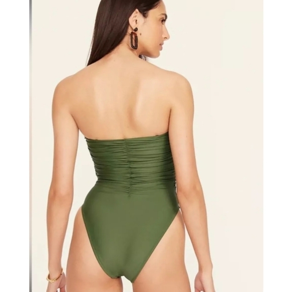 NWT J.Crew Rouched One piece Swimsuit in Olive size 22 - Picture 3 of 7